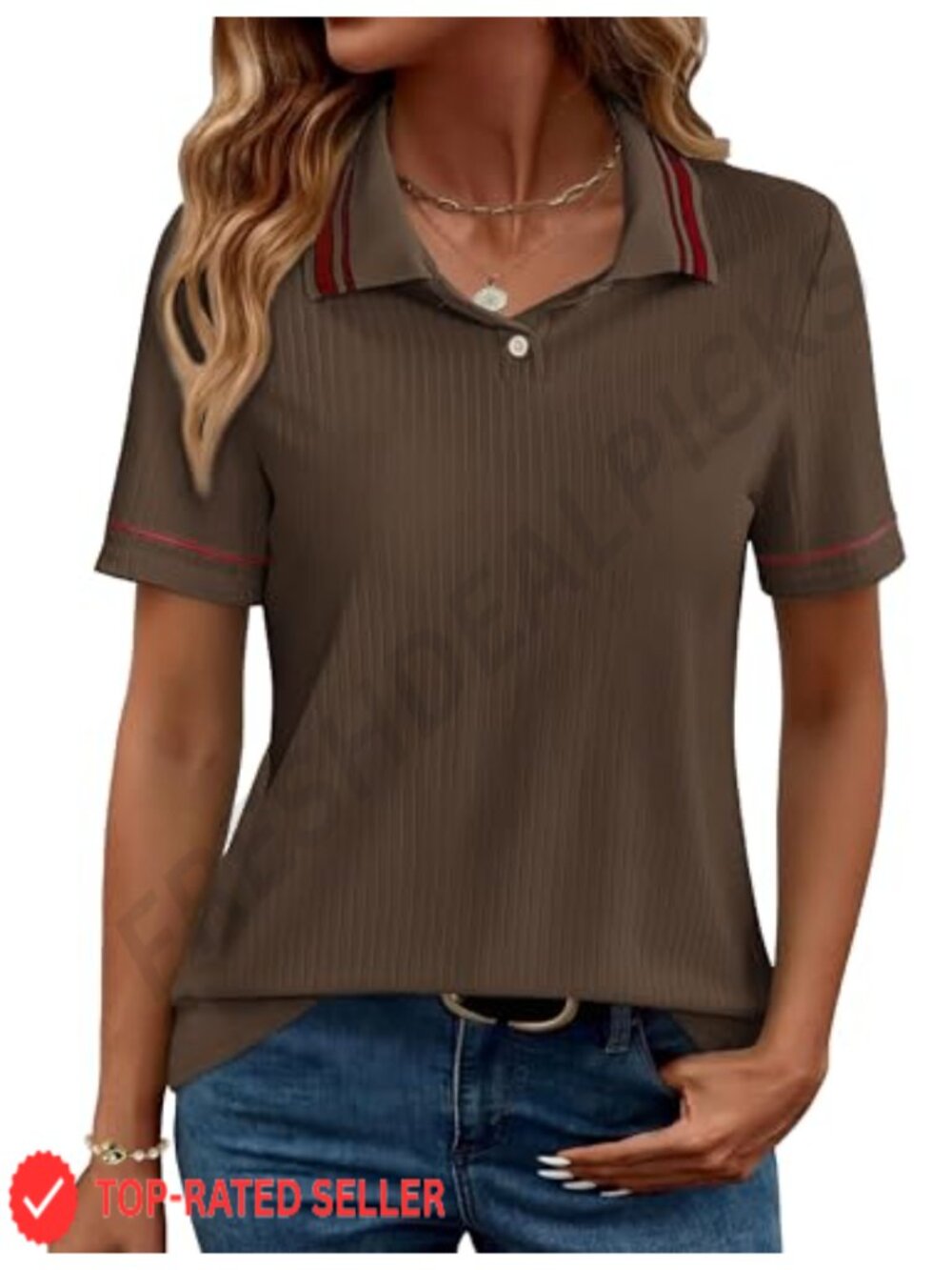 Women Short Sleeve Polo Shirt Button Down Work Business Casual Summer Top